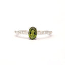 Petite Oval Green Tourmaline and Diamond White Gold Ring