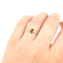 Petite Oval Green Tourmaline and Diamond White Gold Ring