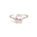Delicate Oval Pink Morganite and Diamond Accent Ring