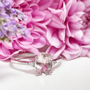 Delicate Oval Pink Morganite and Diamond Accent Ring