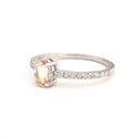 Delicate Peach Oval Morganite with Diamond Band Ring