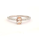 Delicate Peach Oval Morganite with Diamond Band Ring