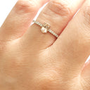Delicate Peach Oval Morganite with Diamond Band Ring