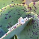 Delicate Peach Oval Morganite with Diamond Band Ring