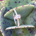 Delicate Peach Oval Morganite with Diamond Band Ring