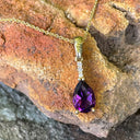 Delicate Pear Cut Amethyst with Accent Diamond Pendant