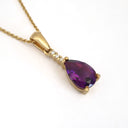 Delicate Pear Cut Amethyst with Accent Diamond Pendant
