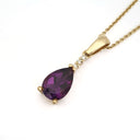 Delicate Pear Cut Amethyst with Accent Diamond Pendant