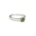 Delicate Solitaire Green Tourmaline Four Claw White Gold Ring