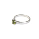 Delicate Solitaire Green Tourmaline Four Claw White Gold Ring