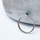 Delicate Solitaire London Blue Four Claw White Gold Ring