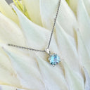 Delicate Solitaire Round Cut Aquamarine Pendant