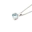 Delicate Solitaire Round Cut Aquamarine Pendant