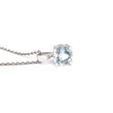 Delicate Solitaire Round Cut Aquamarine Pendant