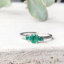 Delicate Trilogy Emerald and Diamond ring