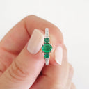 Delicate Trilogy Emerald and Diamond ring