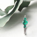 Delicate Trilogy Emerald and Diamond ring