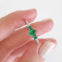 Delicate Trilogy Emerald and Diamond ring