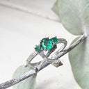 Delicate Trilogy Emerald and Diamond ring