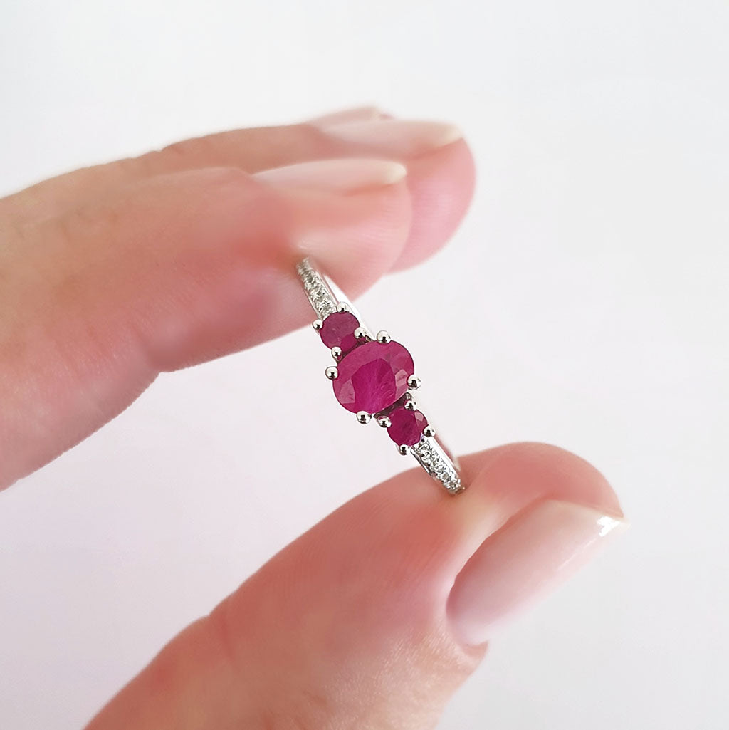 Delicate Trilogy Ruby and Diamond ring