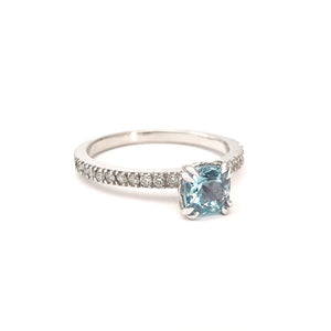 Delicious Double Claw Aquamarine and Diamond Band Ring