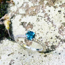 Delicious Double Claw Blue Topaz and Diamond Band Ring