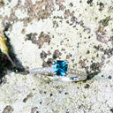 Delicious Double Claw Blue Topaz and Diamond Band Ring