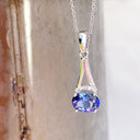 Diamond Crown Oval Tanzanite Split White Gold Bale Pendant
