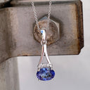 Diamond Crown Oval Tanzanite Split White Gold Bale Pendant