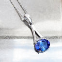 Diamond Crown Oval Tanzanite Split White Gold Bale Pendant