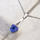 Diamond Crown Trilliant Tanzanite Split White Gold Bale Pendant