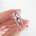 Diamond Encrusted Split Band Ruby Ring