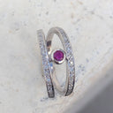 Diamond Encrusted Split Band Ruby Ring