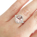 Diamond Halo Morganite Dress Ring With Trilogy Diamond Shoulder Highlight
