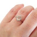 Diamond Halo Pear Cut Morganite White Gold Ring
