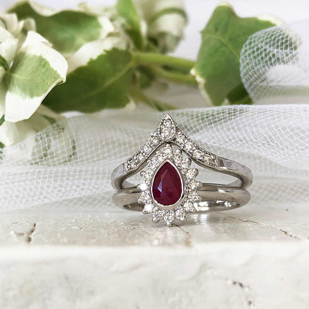 Pear Shaped Ruby Engagement Ring Vintage Unique Yellow Gold Diamond Ring  Bridal Ring Art Deco Anniversary Promise Gift for Women - Etsy
