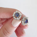 Diamond Halo Sapphire Earrings