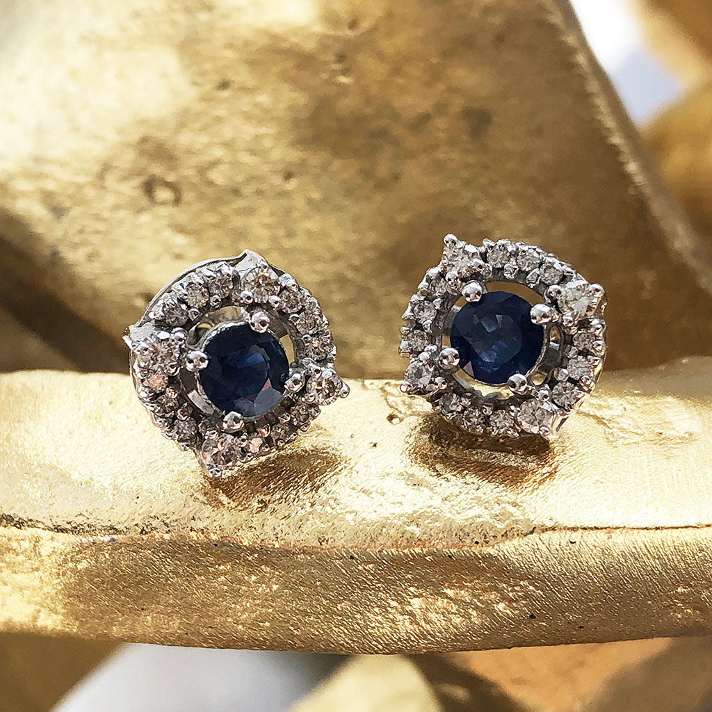 Deep Blue Sapphire Earrings, 3.5-5.5 mm (Heated) by Earth's Treasury