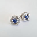 Diamond Halo Sapphire Earrings