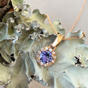 Diamond Halo Set Tanzanite Rose Gold Pendant