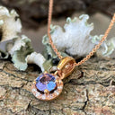 Diamond Halo Set Tanzanite Rose Gold Pendant