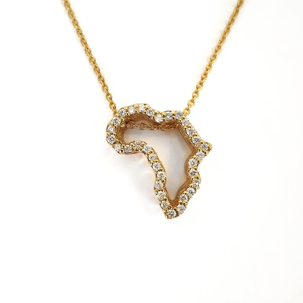  Diamond Studded 9-carat Gold Africa Pendant