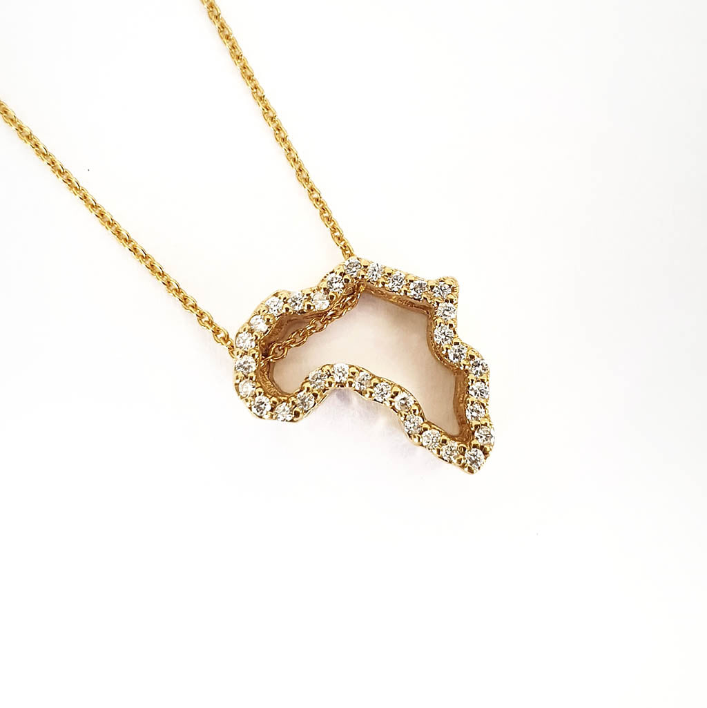  Diamond Studded 9-carat Gold Africa Pendant