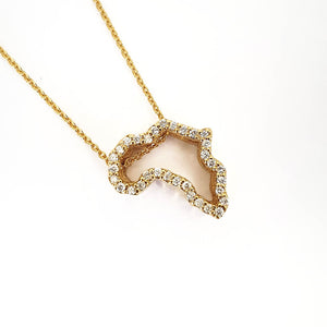  Diamond Studded 9-carat Gold Africa Pendant