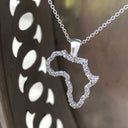 Diamond Studded Africa White Gold Pendant