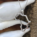 Diamond and White Gold Africa Map Pendant