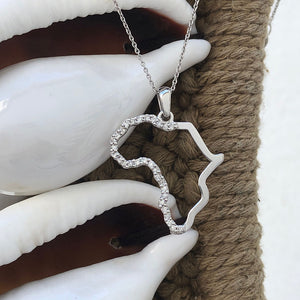 Diamond and White Gold Africa Map Pendant