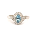Divinely Decorative Aquamarine and Diamond White Gold Ring
