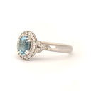 Divinely Decorative Aquamarine and Diamond White Gold Ring