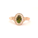 Divinely Decorative Green Tourmaline and Diamond Rose Gold Ring